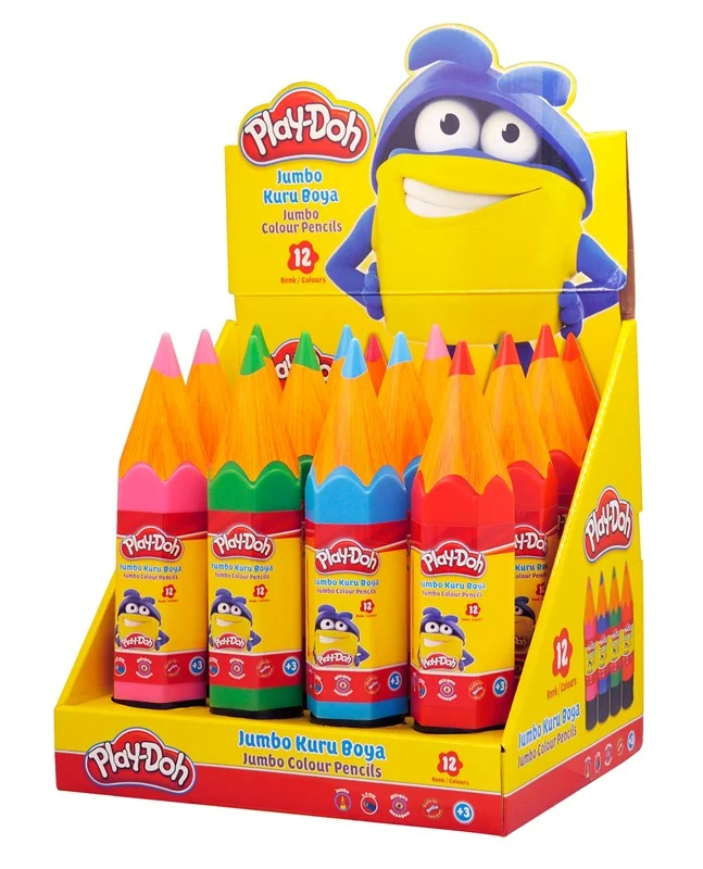 PASİF PLAY-DOH KURU BOYA JUMBO 12 RENK PLASTİK TÜP PLAY-KU020