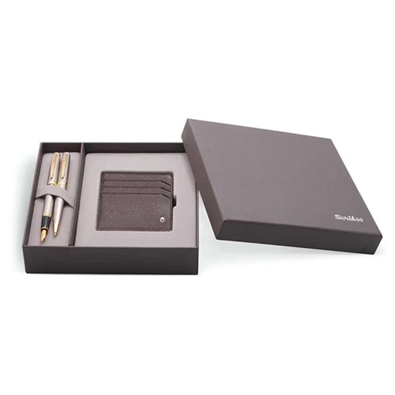 SCRIKSS HEDİYELİK SET DR 202 38 DOLMA KALEM + TÜKENMEZ KALEM SATEN ALTIN + K.KARTLIK COMFORT KAHVE