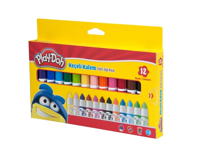 PASİF PLAY-DOH KEÇELİ KALEM 8 MM 12 RENK (KARTON) PLAY-KE008
