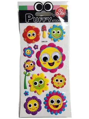 BU-BU PUFFY STICKERS OYNAR GÖZLÜ ÇİÇEKLER 9X21 BUBU-SWP-2106