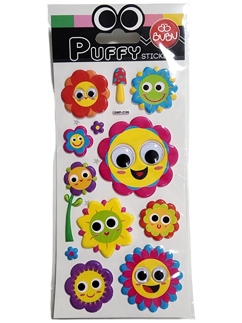 BU-BU PUFFY STICKERS OYNAR GÖZLÜ ÇİÇEKLER 9X21 BUBU-SWP-2106