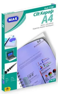 MAS CİLT KAPAĞI 7740 A4 160 MIC 100 LÜ KIRMIZI