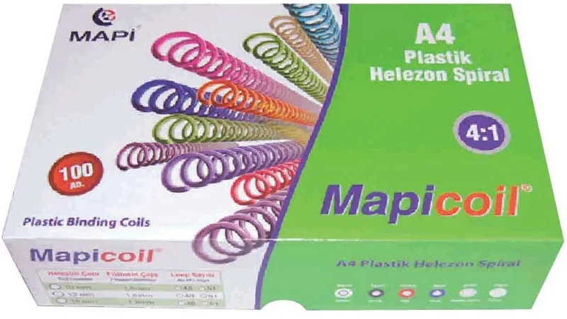 MAPİ SPİRAL PLASTİK HELEZON 4:1 12MM ŞEFFAF 100 ADET 48 LOP 2351204 (Best)