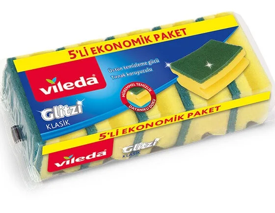 VİLEDA SÜNGER KLASİK YEŞİL 5 Lİ OLUKLU 141125-180376