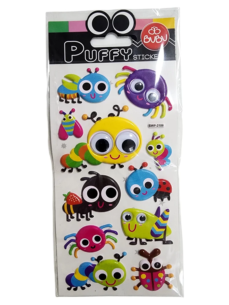 BU-BU PUFFY STICKERS OYNAR GÖZLÜ BÖCEKLER 9X21 BUBU-SWP-2108