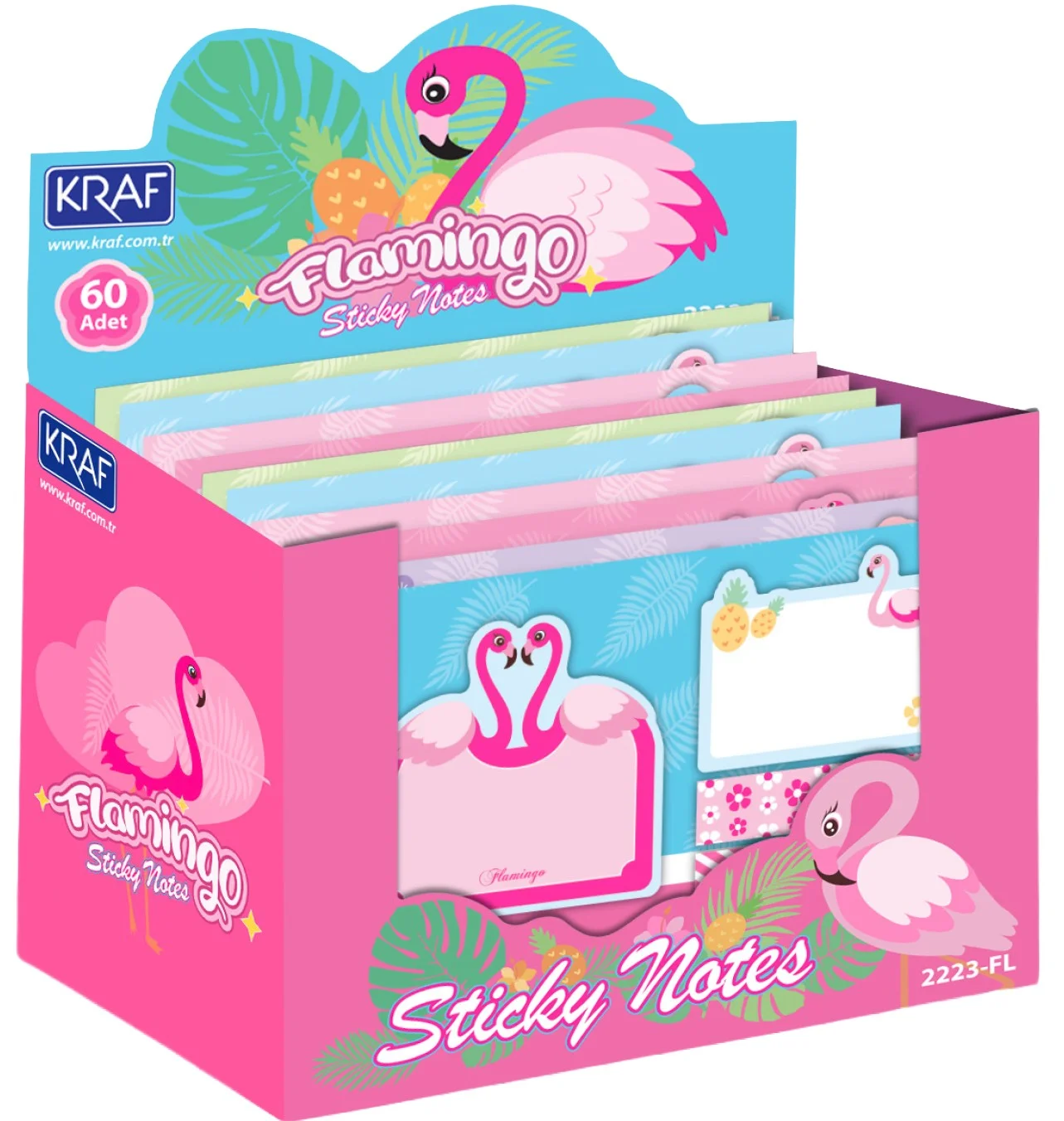 KRAF YAPIŞKANLI NOT KAĞIDI SET FLAMINGO  4 x 20 YP 2223FL