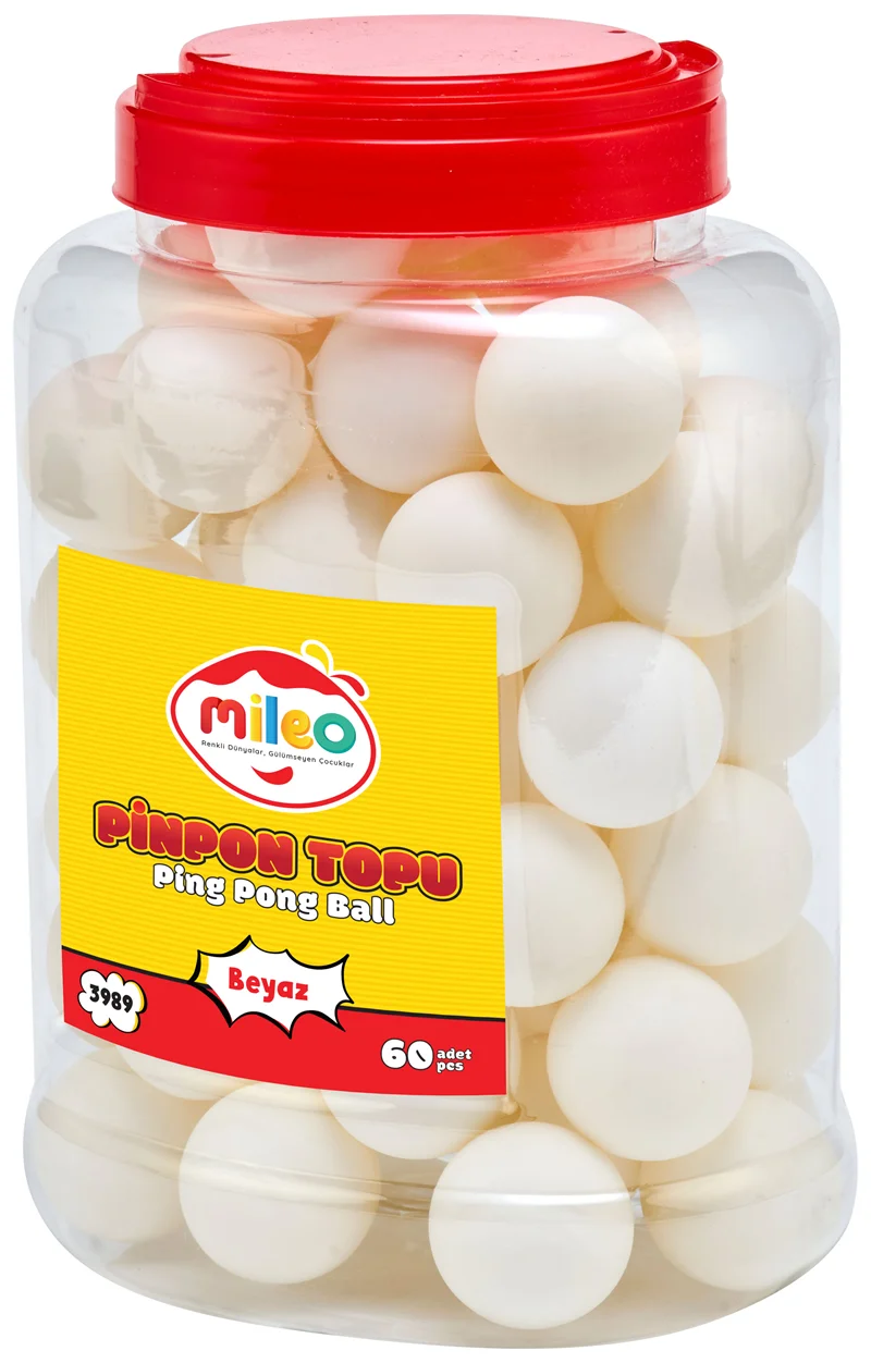 MİLEO PİNPON TOPU - ABS - BEYAZ - 60'LI KAVANOZ 3989