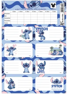 KESKİN ETİKET DERS PROGRAMLI 3 LÜ LILO &amp; STITCH 220130-14