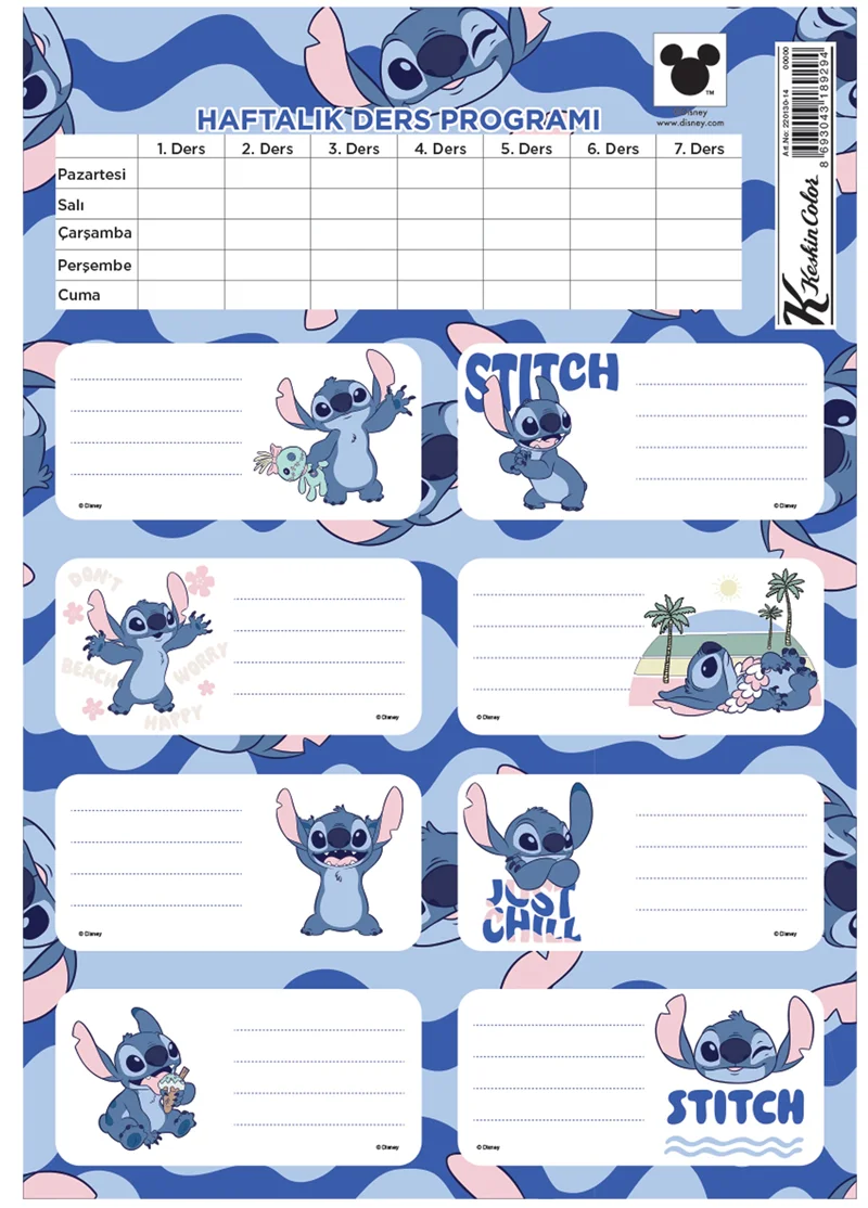 KESKİN ETİKET DERS PROGRAMLI 3 LÜ LILO & STITCH 220130-14