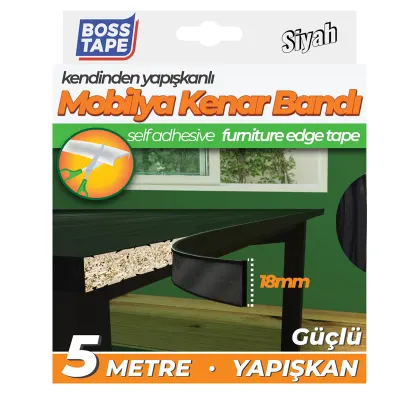 BOSS TAPE MOBİLYA KENAR BANDI 18 MM x 5M SİYAH BT-03031