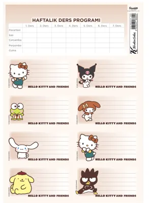 KESKİN ETİKET DERS PROGRAMLI 3 LÜ HELLO KITTY AND FRIENDS 220130-13