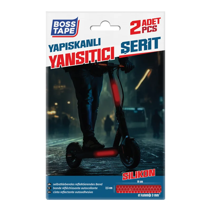 BOSS TAPE YAPIŞKANLI YANSITICI ŞERİT 2.5x14 CM 2 ADET BT-09034