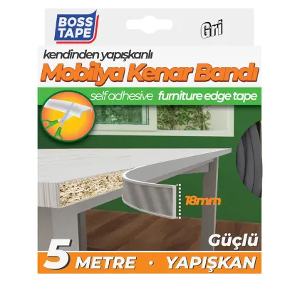 BOSS TAPE MOBİLYA KENAR BANDI 18 MM x 5M GRİ BT-03029