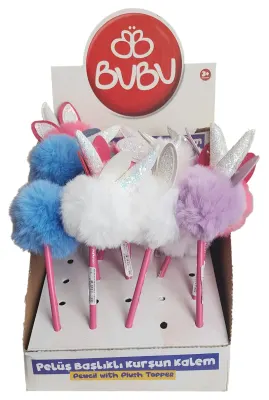 BU-BU KURŞUN KALEM PELÜŞ KALPLİ UNICORN BAŞLIKLI  25'Lİ BUBU-BKK008