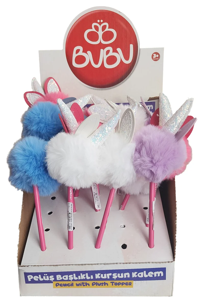 BU-BU KURŞUN KALEM PELÜŞ KALPLİ UNICORN BAŞLIKLI 25'Lİ BUBU-BKK008