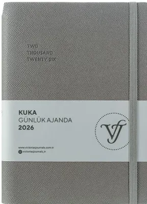 VJ AJANDA 2026 KUKA GÜNLÜK A5 14X20,5CM IVORY 80 GR 416 SAYFA ESNEK KAPAK RENKLİ KENAR LASTİKLİ CEPL
