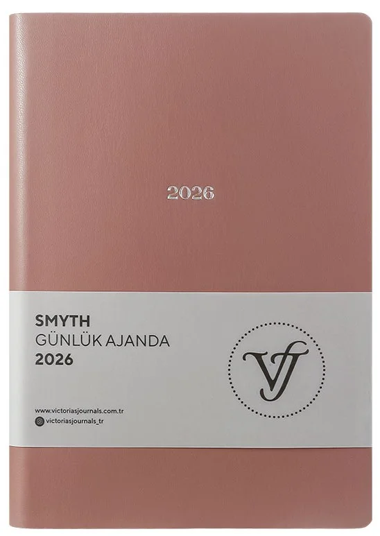 VJ AJANDA 2026 SMYTH GÜNLÜK A5 14X20,5CM IVORY 80 GR 416 SAYFA ESNEK KAPAK GÜMÜŞ YALDIZ KENAR TOPRAK