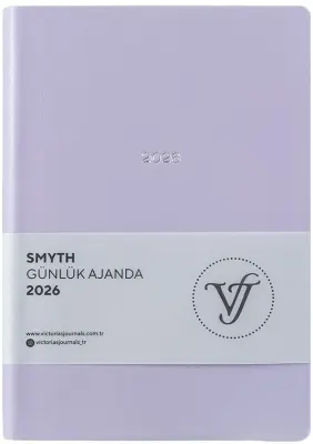 VJ AJANDA 2026 SMYTH GÜNLÜK A5 14X20,5CM IVORY 80 GR 416 SAYFA ESNEK KAPAK GÜMÜŞ YALDIZ KENAR LİLA 2