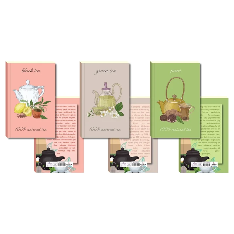 LİLAMOR ÇAY KOKULU AYRAÇLI DEFTER 12,5X19,5 220 SYF.18'Lİ (6 ASS.) LLM-DF1219-ÇK04