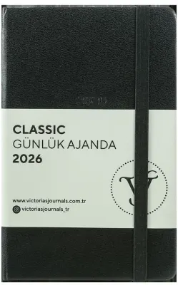 VJ AJANDA 2026 CLASSİC GÜNLÜK 9X14 CM SERT KAPAK IVORY 70 GR 384 SAYFA CEPLİ LASTİKLİ SİYAH 226-2422