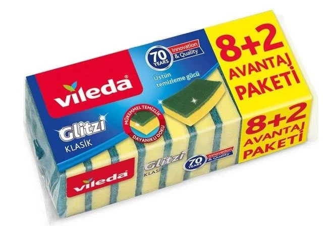 VİLEDA SÜNGER KLASİK YEŞİL DÜZ 8+2 Lİ 161919