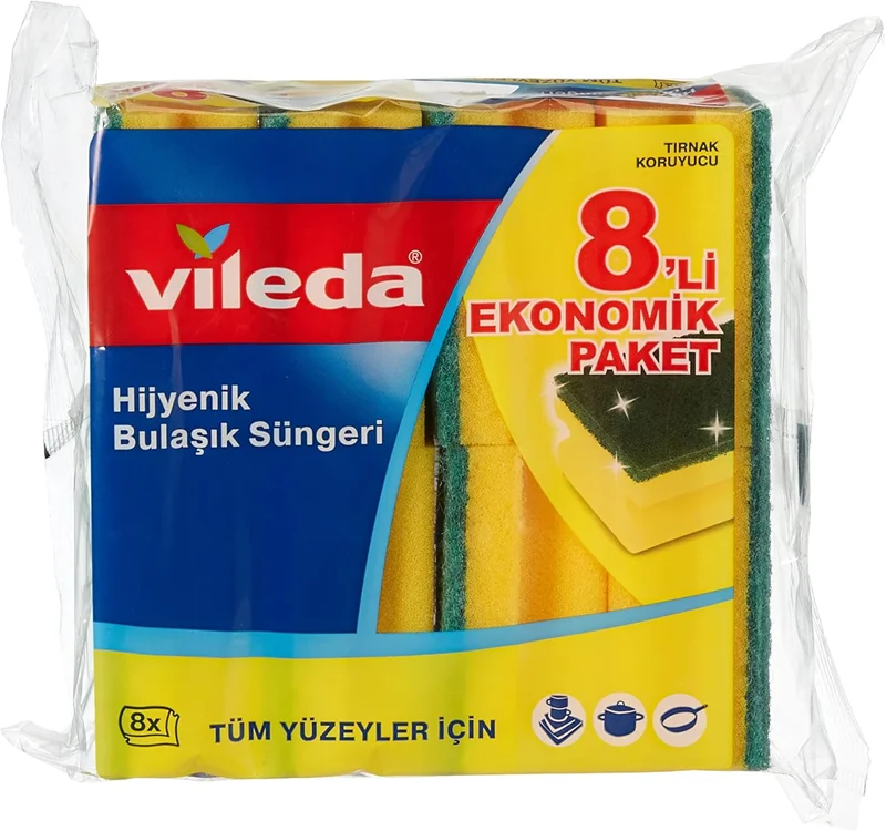 VİLEDA SÜNGER KLASİK YEŞİL OLUKLU 8Lİ 141127
