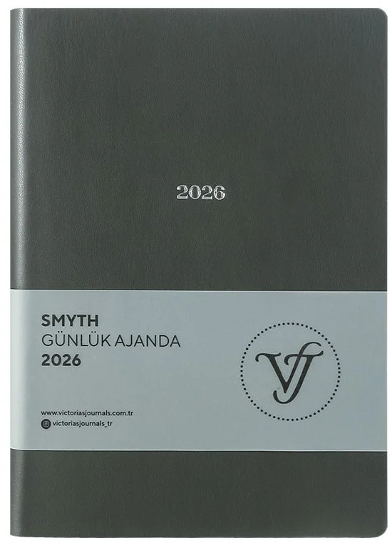 VJ AJANDA 2026 SMYTH GÜNLÜK A5 14X20,5CM IVORY 80 GR 416 SAYFA ESNEK KAPAK GÜMÜŞ YALDIZ KENAR PLATİN