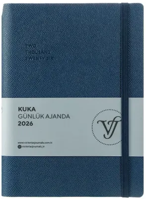 VJ AJANDA 2026 KUKA GÜNLÜK A5 14X20,5CM IVORY 80 GR 416 SAYFA ESNEK KAPAK RENKLİ KENAR LASTİKLİ CEPL