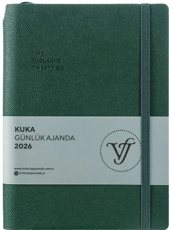VJ AJANDA 2026 KUKA GÜNLÜK A5 14X20,5CM IVORY 80 GR 416 SAYFA ESNEK KAPAK RENKLİ KENAR LASTİKLİ CEPL