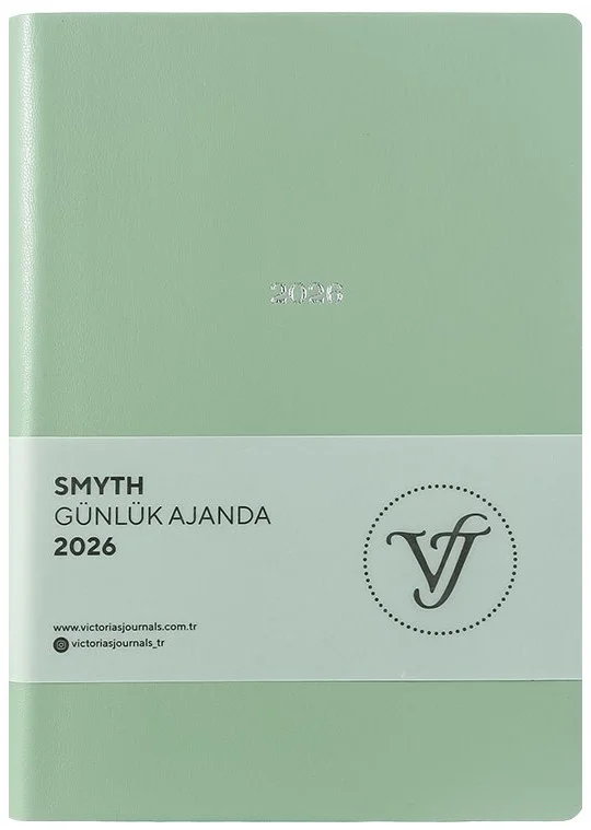 VJ AJANDA 2026 SMYTH GÜNLÜK A5 14X20,5CM IVORY 80 GR 416 SAYFA ESNEK KAPAK GÜMÜŞ YALDIZ KENAR OLİVE