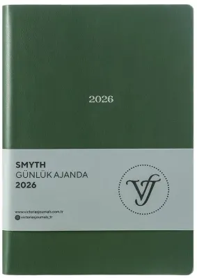 VJ AJANDA 2026 SMYTH GÜNLÜK A5 14X20,5CM IVORY 80 GR 416 SAYFA ESNEK KAPAK GÜMÜŞ YALDIZ KENAR PETROL