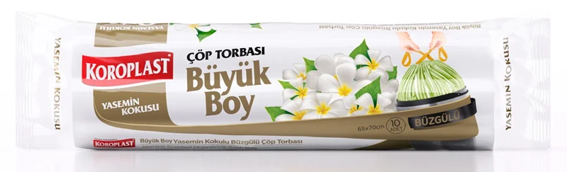 KOROPLAST ÇÖP TORBASI BÜYÜK 65x70 BÜZGÜLÜ YASEMİN KOKULU 10 LU ST01600163