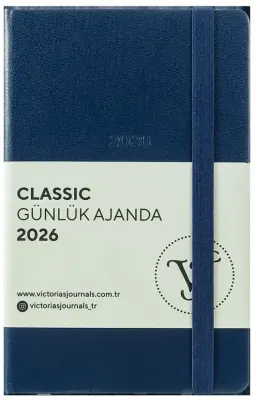 VJ AJANDA 2026 CLASSİC GÜNLÜK 9X14 CM SERT KAPAK IVORY 70 GR 384 SAYFA CEPLİ LASTİKLİ MAVİ 226-2423