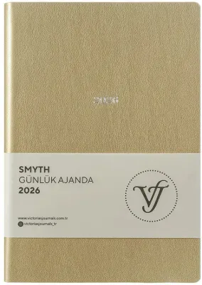 VJ AJANDA 2026 SMYTH GÜNLÜK A5 14X20,5CM IVORY 80 GR 416 SAYFA ESNEK KAPAK GÜMÜŞ YALDIZ KENAR ALTIN