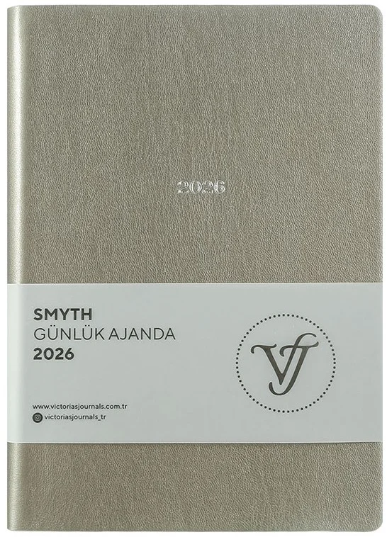 VJ AJANDA 2026 SMYTH GÜNLÜK A5 14X20,5CM IVORY 80 GR 416 SAYFA ESNEK KAPAK GÜMÜŞ YALDIZ KENAR GÜMÜŞ