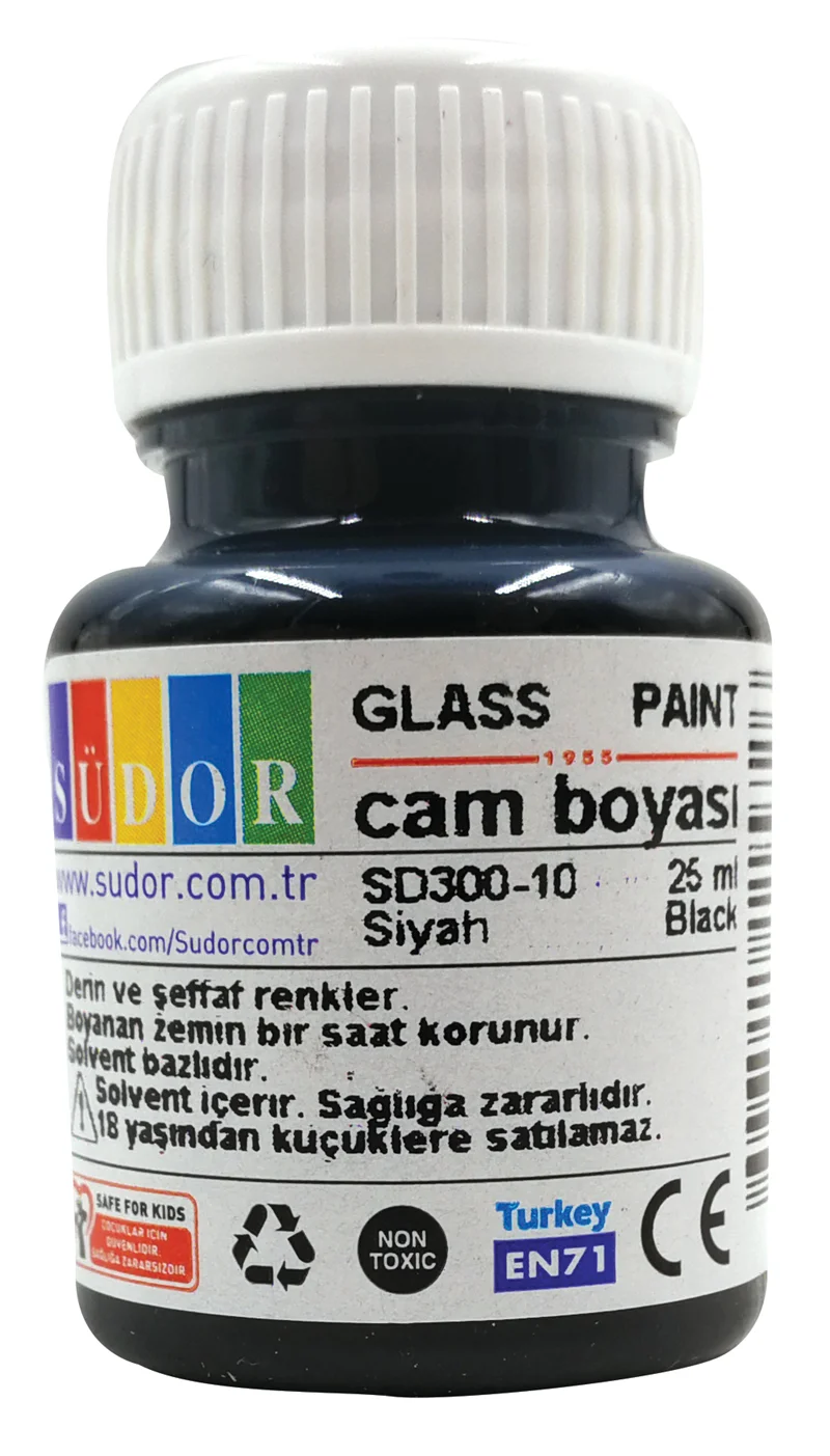 SÜDOR CAM BOYASI 15 ML SİYAH SD300S-10