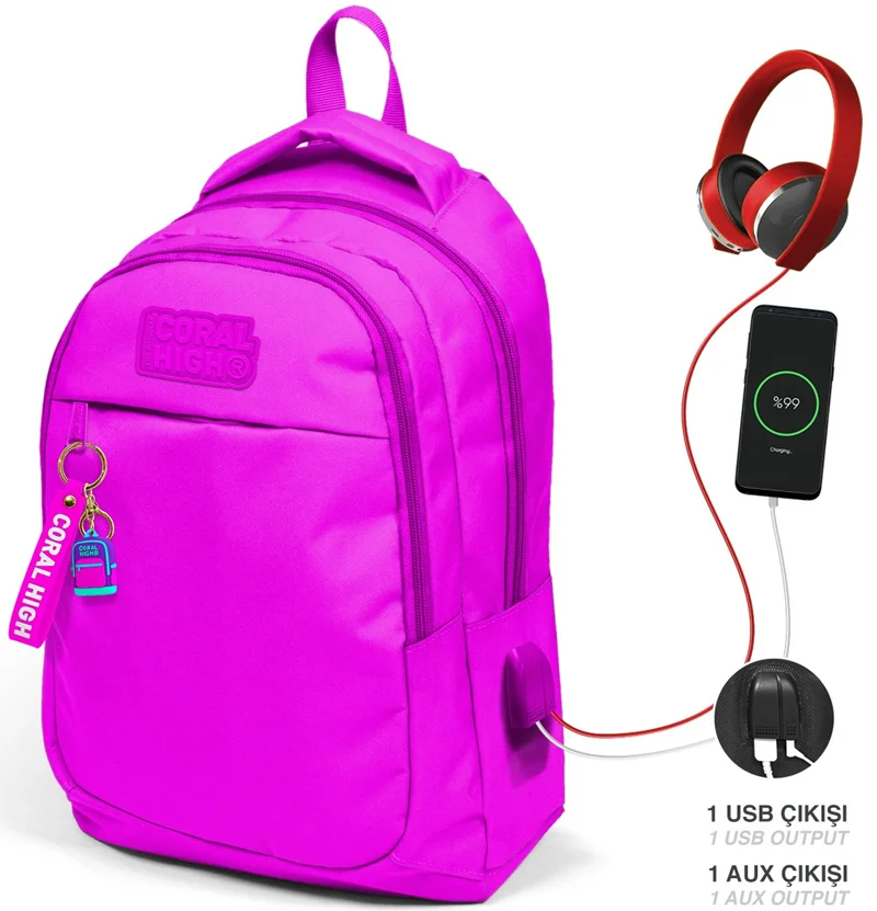 CORAL HIGH SIRT ÇANTA (USB+AUX SOKETLİ)