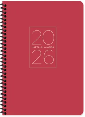 KESKİN 2026 AJANDA HAFTALIK 17x24 SPİRALLİ KIRMIZI 600168-99