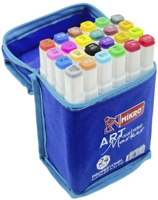 MİKRO PERMANENT MARKER ZW8001-24S ART ÇİFT TARAFLI ÇANTALI 24 LÜ