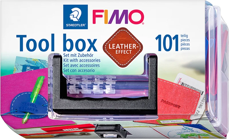 FIMO EFFECT DERİ MODELLEME KİLİ SET 42 GR BEYAZ + 25 GR 5 FARKLI RENK + ŞEKİLLENDİRİCİ AKS. 8019 01