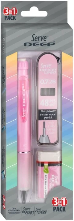 SERVE VERSATİL KALEM DEEP OKUL SETİ 0.7 ŞEKER PEMBE SV-DEEP3SETSP