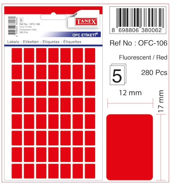TANEX OFİS ETİKETİ OFC-106 FLORASAN KIRMIZI