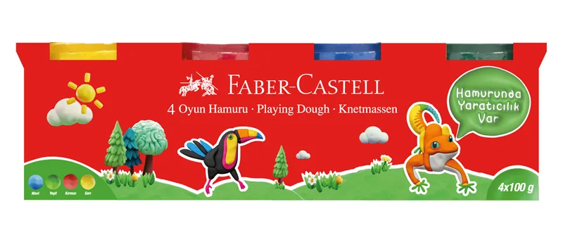 FABER OYUN HAMURU 4X100 KLASİK RENKLER (KIRMIZI,SARI,MAVİ,YEŞİL) 5170000041000