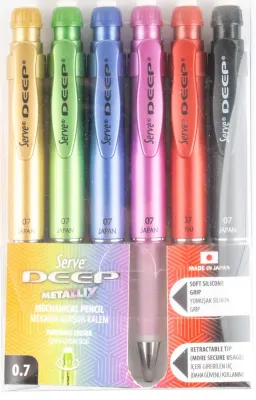SERVE VERSATİL KALEM DEEP 0.7 SET 6 LI PRE METALİK PET SV-DEEP0.7PM6PKR