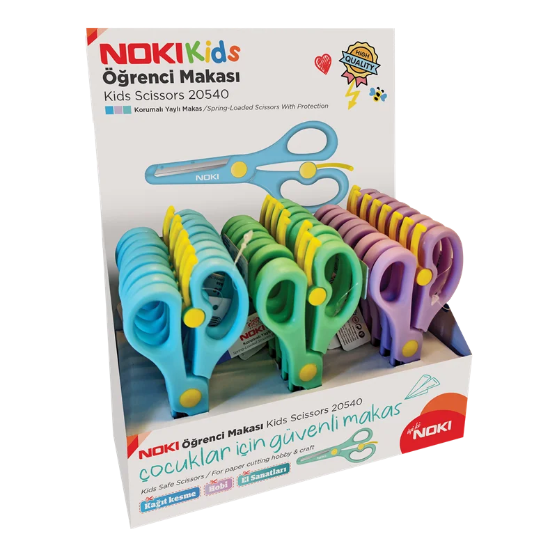 NOKİ ÖĞRENCİ MAKASI PLS. KORUMALI KÜT UÇLU YAYLI 20540