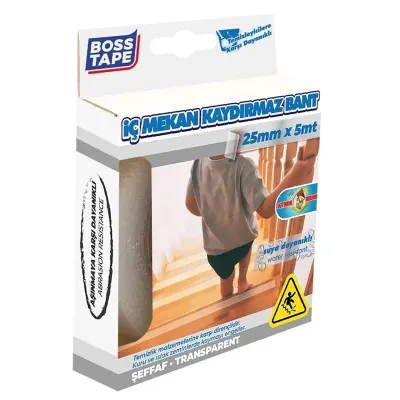BOSS TAPE ZEMİN KAYDIRMAZ İÇ MEKAN PVC ŞEFFAF 25 MM x 5M BT-10005