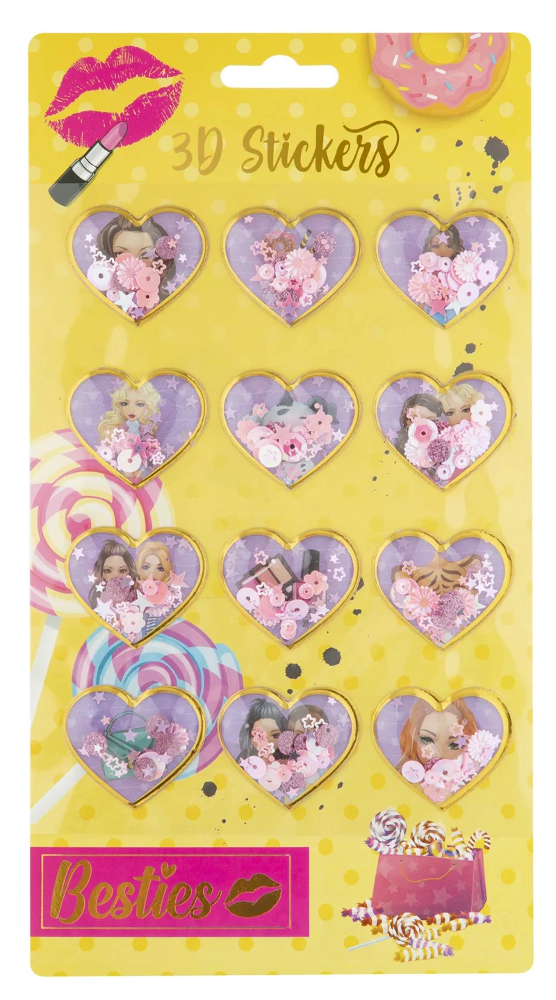 BESTIES 3D STICKERS WITH GLITTERS 12 PCS. 7915