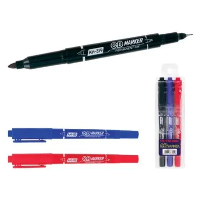 AIHAO ASETAT CD KALEMİ ÇİFT TARAFLI 319 KARIŞIK RENK 3 LÜ AH 319B