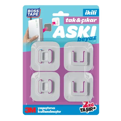 BOSS TAPE ASKI TAK-ÇIKAR 40x40 MM 2 KG BEYAZ 2 Lİ BLS. BT-11015