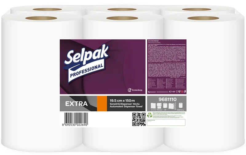SELPAK SENSÖRLÜ HAVLU EXTRA 19.5 CM 150 MT 6 LI KOLİ 6.32 KG 9681110